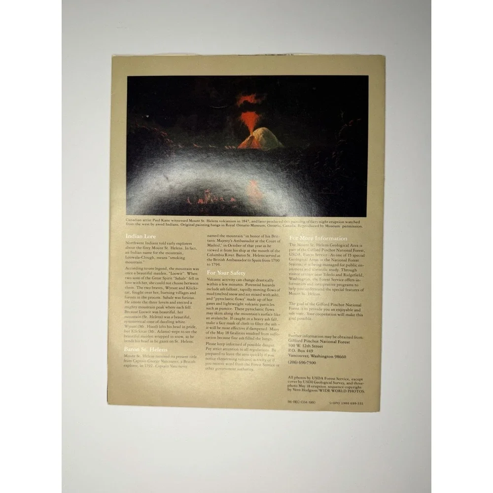 Mount St. Helens Booklet Paperback USDA Forest Service Volcanoes Vintage